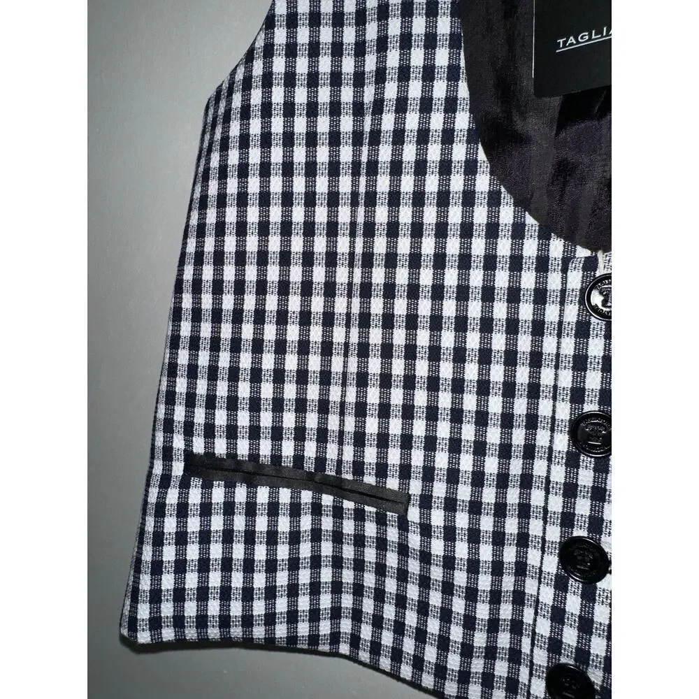 🔥FLASH SALE🔥‎ tagliatore kids vest checkered print navy and white size 8 boys
